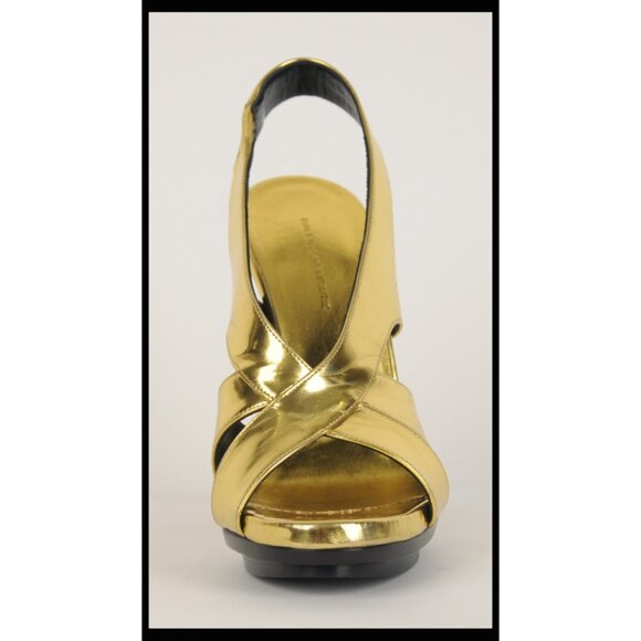 BALENCIAGA SHOES SANDALS ENAMEL GOLD LEATHER sz 37 /US 6.5 - Picture 4 of 11